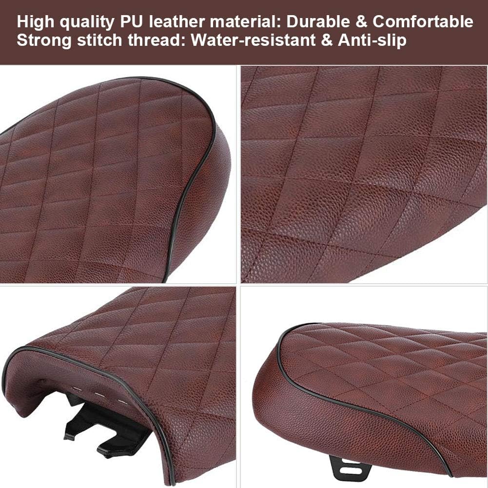 Qiilu Motorrad Sitzbank Sattel Kissen Sitzpad PU Leder für Honda CG125 GN CG CB400SS(Braun)