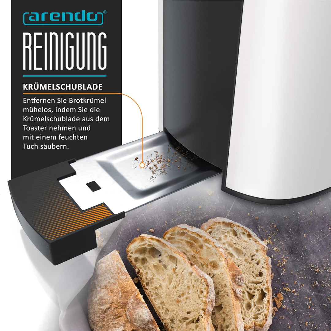 Arendo - Toaster Langschlitz 2 Scheiben - Defrost Funktion - 1000W - Doppelwandgehäuse - Integrierte