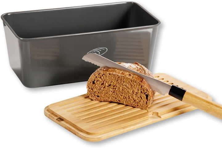 Kesper | Brotbox, Material: Melamin, Bambus, Masse: B: 34 x T: 18 x H: 14 cm, Farbe: Grau, Braun | 5
