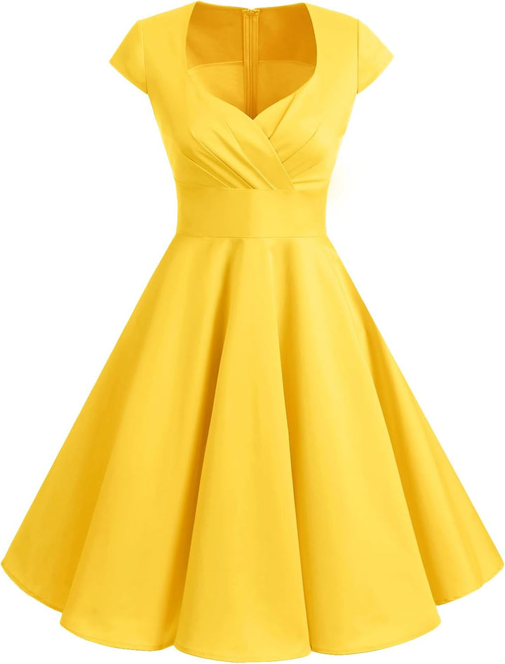 Bbonlinedress 1950er Vintage Retro Cocktailkleid Rockabilly V-Ausschnitt Faltenrock Abendkleid Party