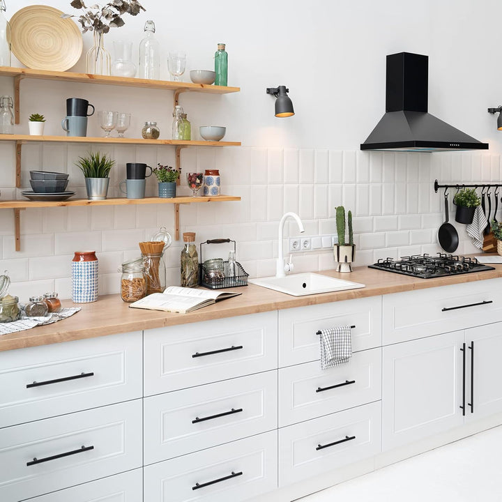 KoKoBin 15 Stück Edelstahl schwarz Schrankgriffe Möbelgriffe 96mm Lochabstand Schubladen Griffe Zink