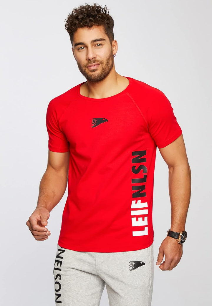 Leif Nelson Gym Herren Fitness T-Shirt Slim Fit Moderner Männer Bodybuilder Trainingsshirt Kurzarm T