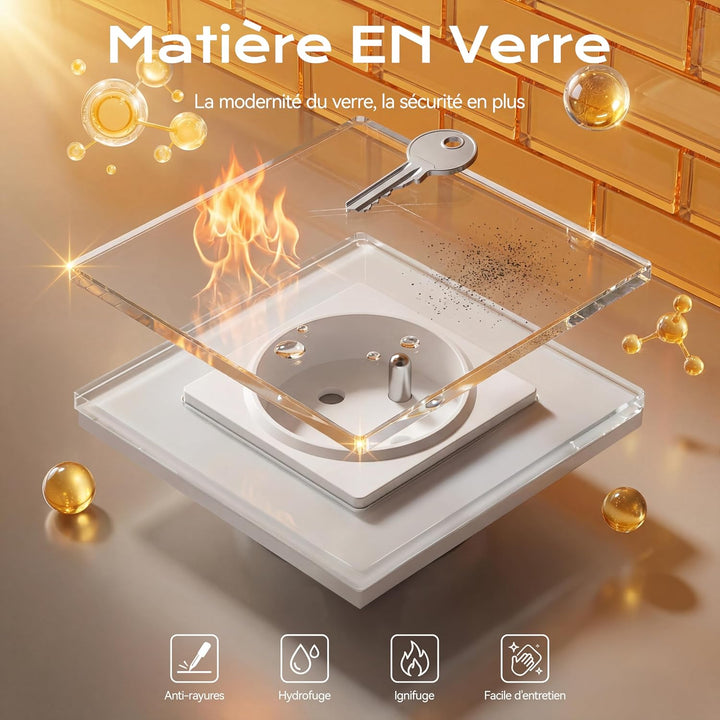 BSEED Prise murale pour alimentation secteur France Prises standard pour prises de couple séparées 1