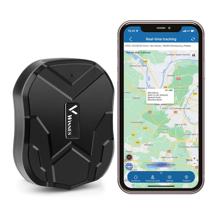 Winnes GPS Tracker Auto ohne ABO, Magnetischer GPS Tracker mit 5000 mAh Akku, bis zu 90 Tage Standby