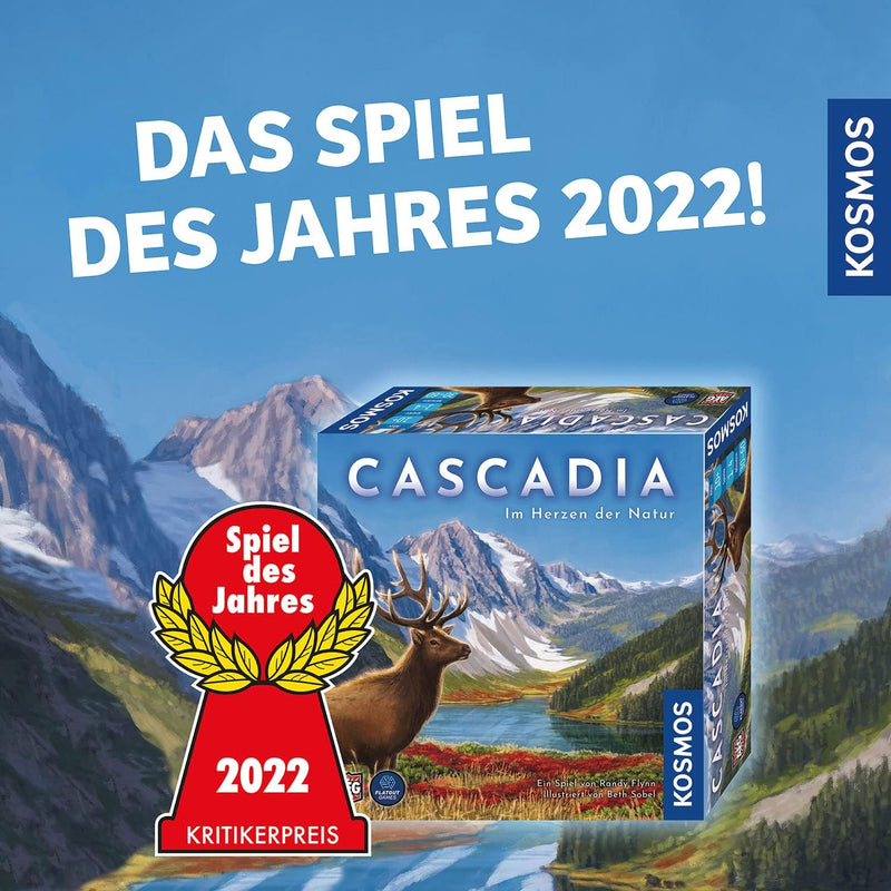 Kosmos 682590 Cascadia – Im Herzen der Natur, Spiel des Jahres 2022, Legespiel mit Holz-Elementen, F