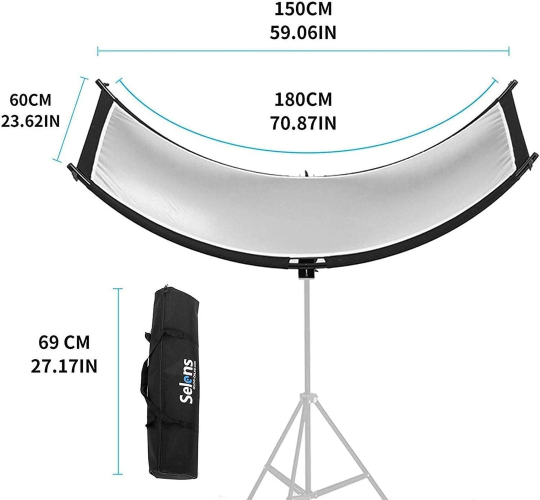 Selens 4 in 1 Lichtreflektor Fotografie 60x180cm Beleuchtung Diffusor gebogen U-Form verstellbar Sch