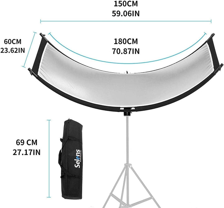Selens 4 in 1 Lichtreflektor Fotografie 60x180cm Beleuchtung Diffusor gebogen U-Form verstellbar Sch