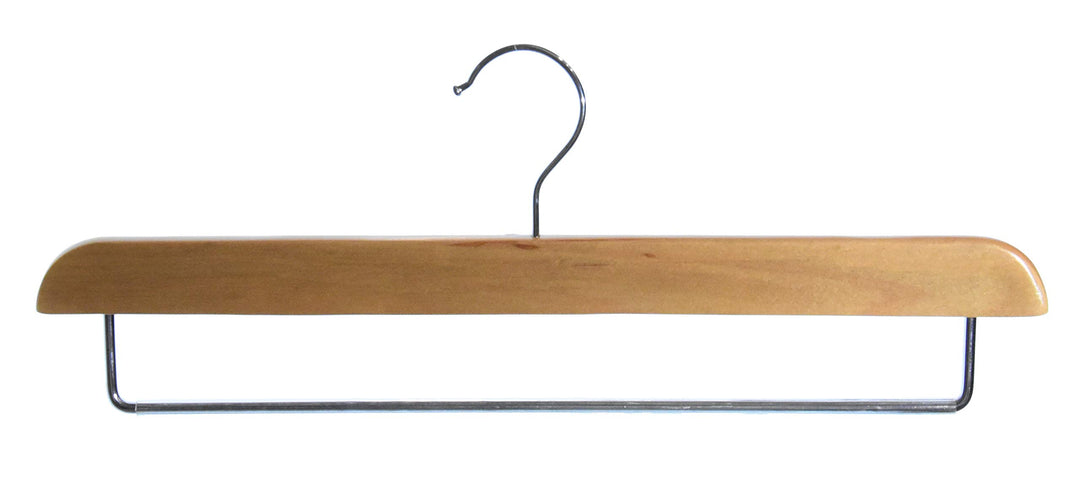 Kleiderbügel aus Holz, Hosenbügel, Natur lackiert (10 St. Hosenhalter Metallsteg), 10 St. Hosenhalte