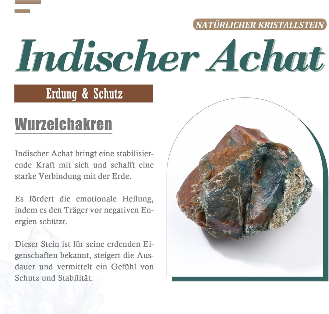 Nupuyai Indischer Achat Kristall Polyedrisches DND Würfel Set, Trommelsteine Heilsteine Set, für Dun