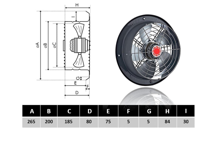 Uzman-Versand RAF200 Wandventilator, Axial Ventilator Gebläse Lüfter Wandgebläse Wandlüfter Fensterl