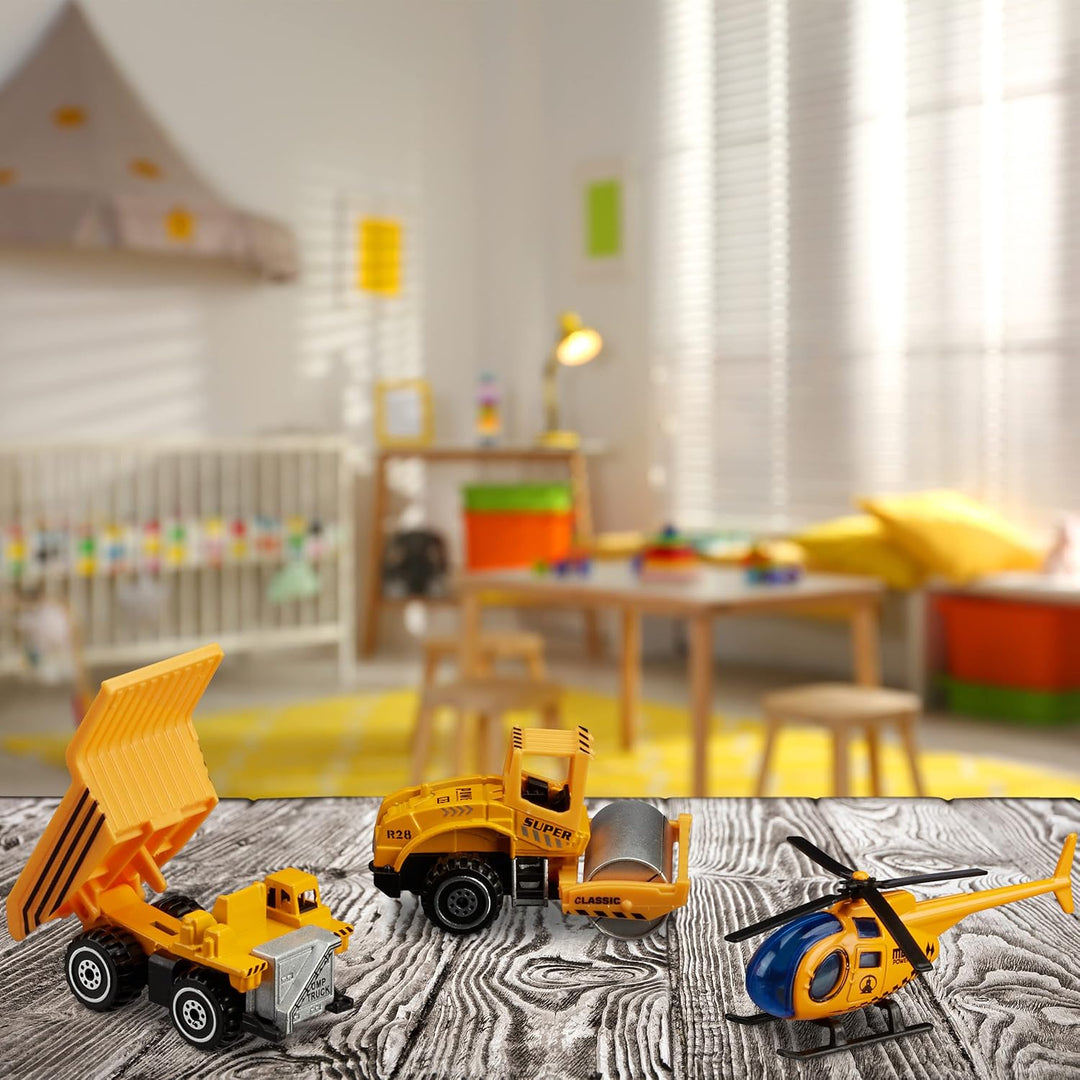 Relaxdays Baustellenfahrzeuge Kinder, 6er Set, Spielzeugautos, Mini Baustelle, ab 3 Jahre, Metallaut