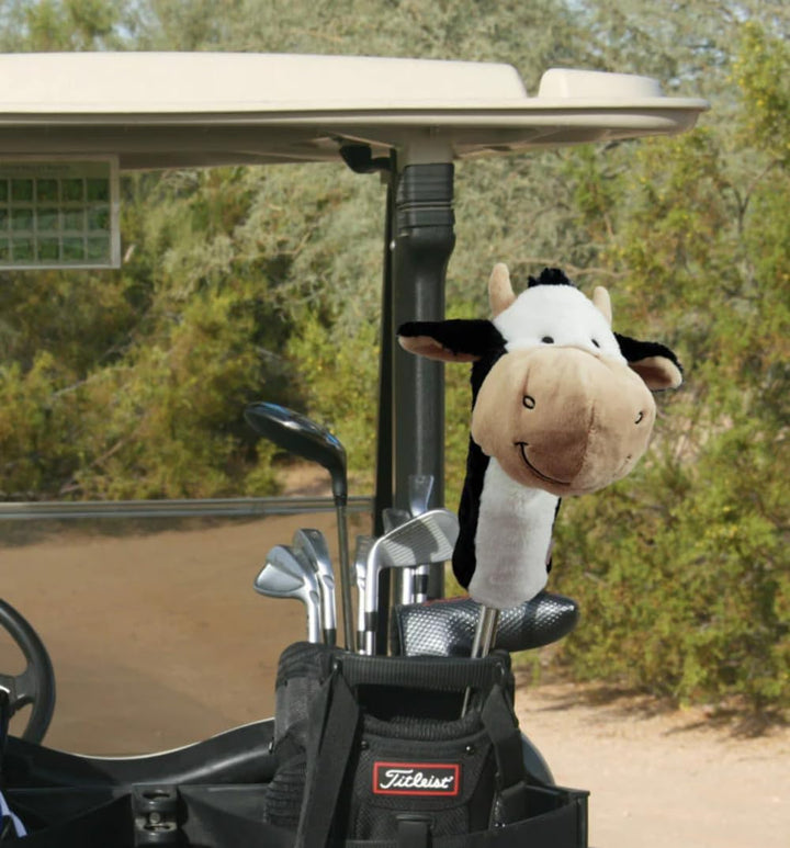 Daphne's Golfschlägerhaube mit Tiermotiv, Motiv: Happy Cow, Schwarz / Weiss