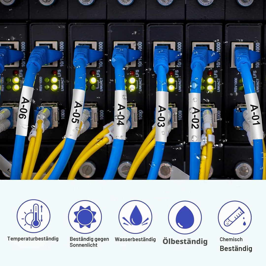 3x Pristar Kompatibel mit P Touch HSe-241 HSe241 HSc-241 Schrumpfschlauch schwarz auf weiss Etikette