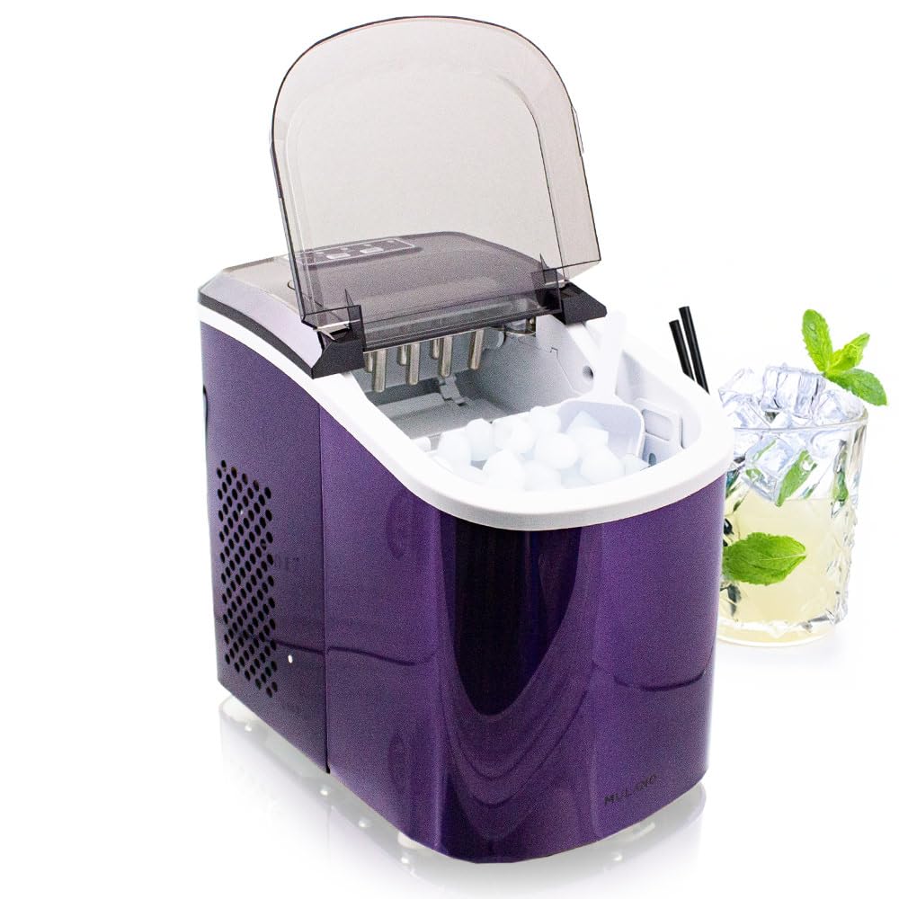 Eiswürfelmaschine Edelstahl Eiswürfelbereiter Eiswürfel Ice Maker Eis Maschine Icemaker (Violett)