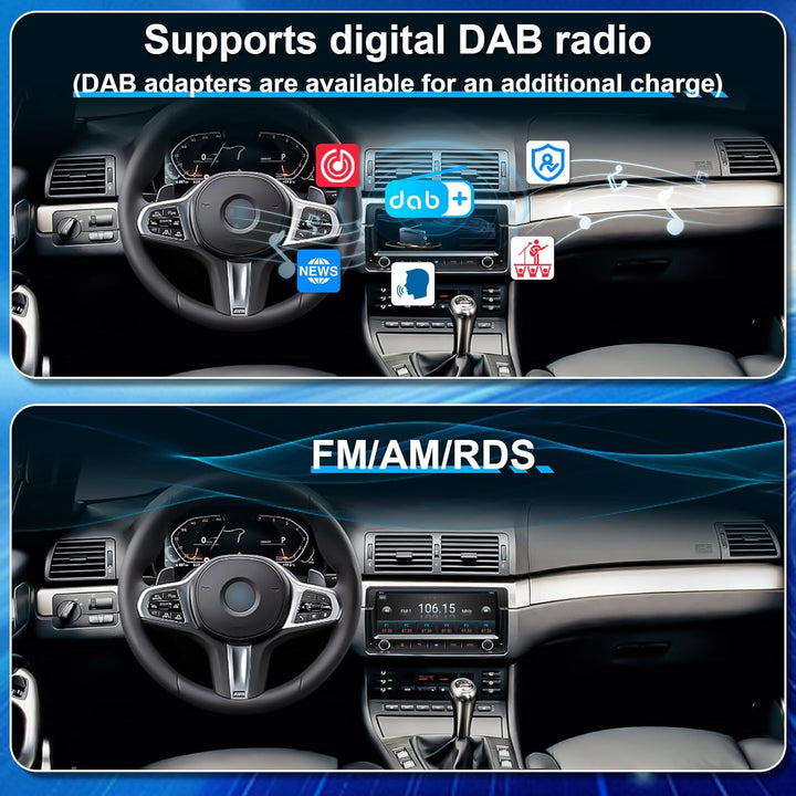 8.8'' Android 14 Car Stereo for BMW E46 M3 / Rover 75 / MG ZT | 1 DIN In-Dash Radio with Wireless Ca