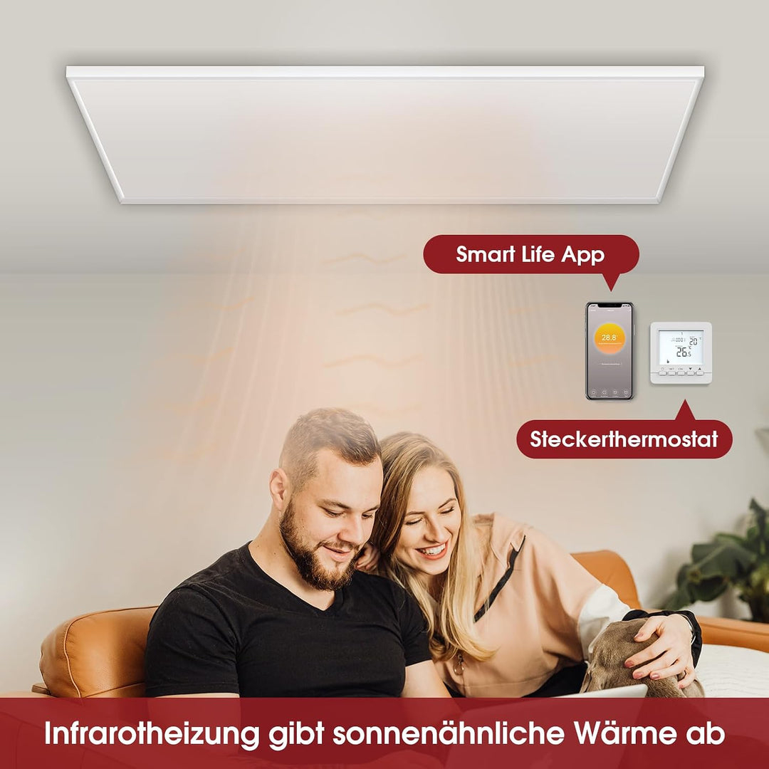 Infrarotheizung Deckenmontage mit Thermostat 860W, APP Fernbedienung Steuerung, Infrarot Deckenheizu