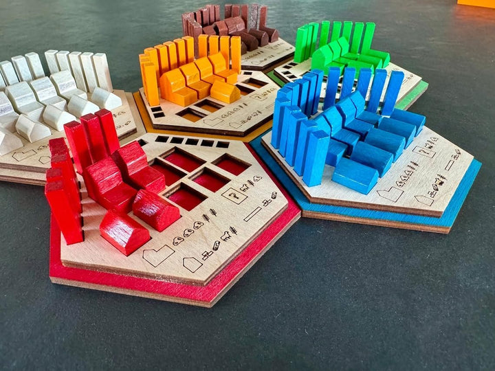 Spielsteinhalter für Spielfiguren von Brettspielen aus Holz inkl. Erweiterung 4-Spieler, 4-Spieler