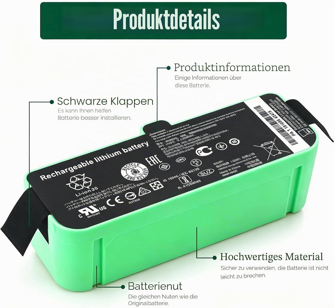 1800LI Ersatz Akku für Roomba Robots 680 500 600 700 800 900 595 670 671 675 677 681 685 690 691 695