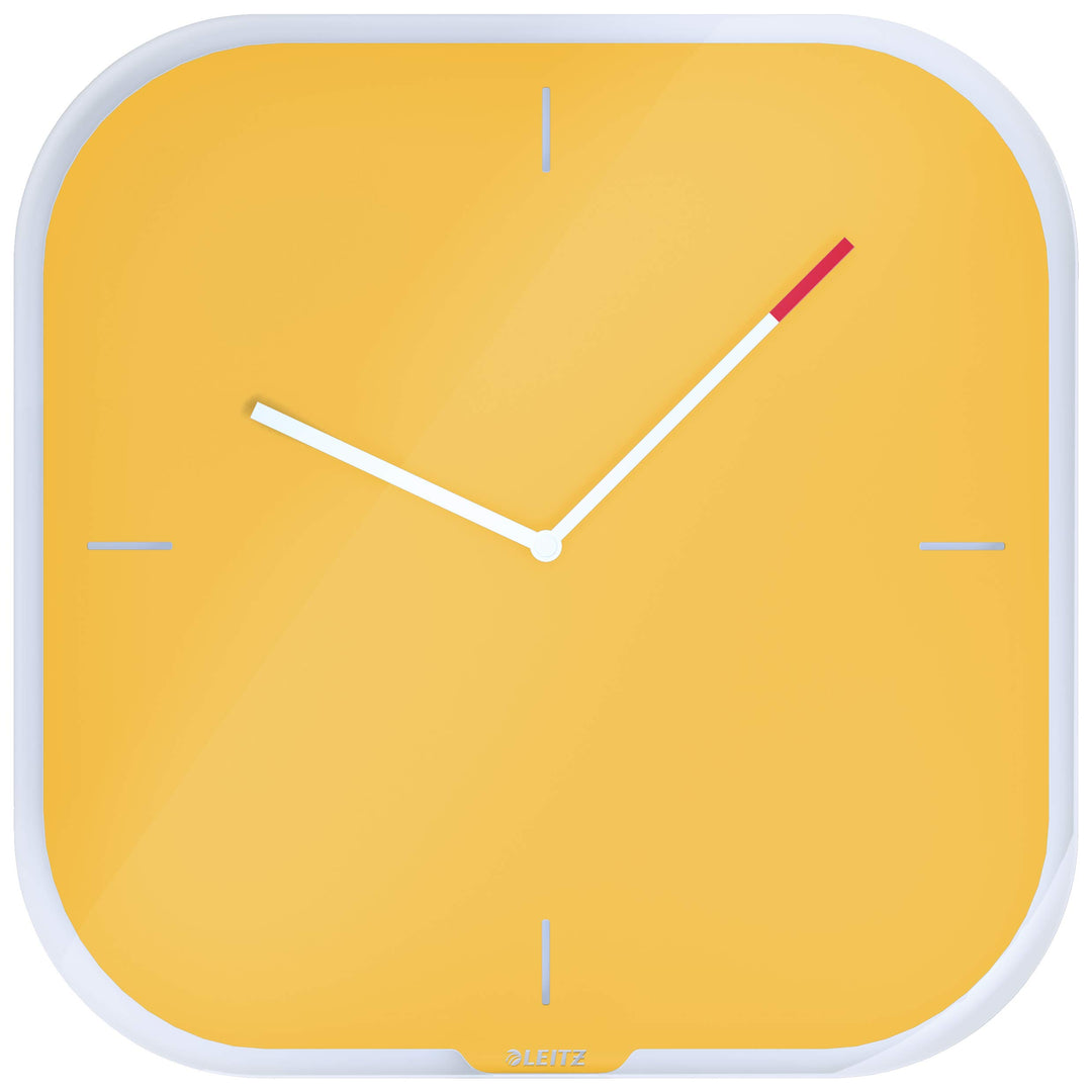 Leitz Wanduhr mit Glasoberfläche, Warmes Gelb, Cosy-Serie, 90170019, 32 x 32 x 5 cm Cosy Warmes Gelb