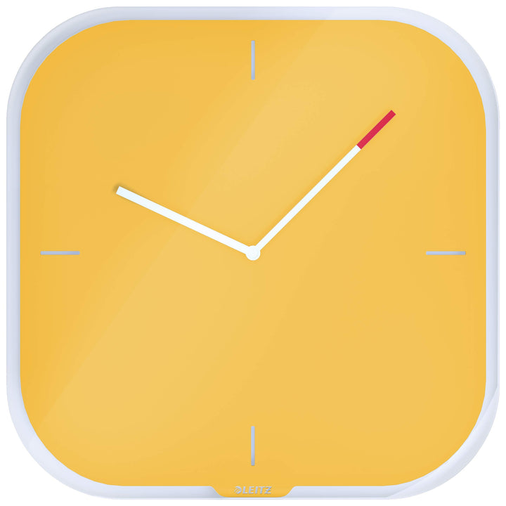 Leitz Wanduhr mit Glasoberfläche, Warmes Gelb, Cosy-Serie, 90170019, 32 x 32 x 5 cm Cosy Warmes Gelb