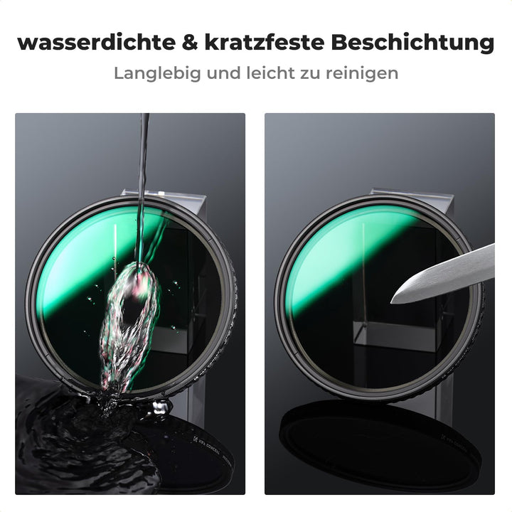 K&F Concept Nano-X Variable ND Filter 82mm Slim Variabler Graufilter ND8-128 (3-7 Stop) Neutral Grau
