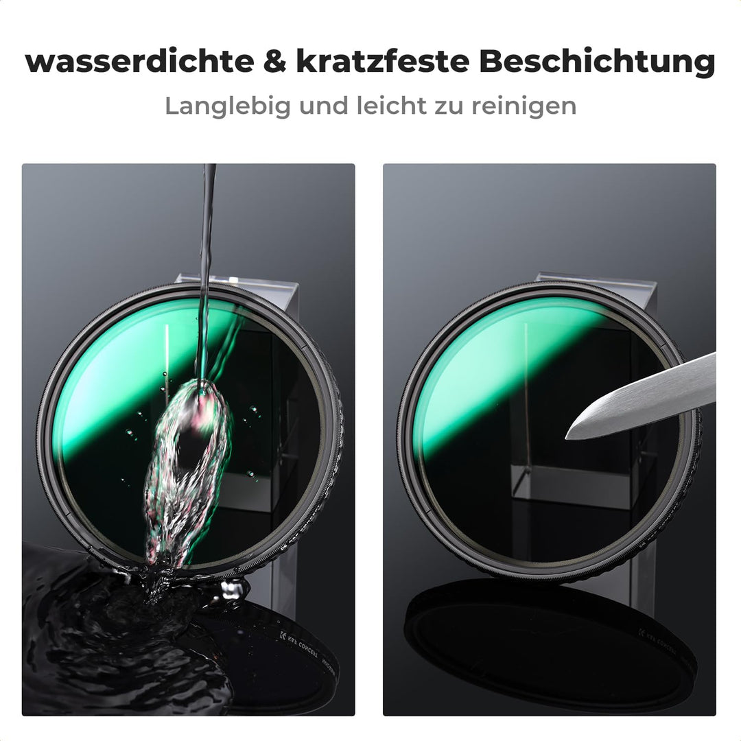 K&F Concept Nano-X Variable ND Filter 82mm Slim Variabler Graufilter ND8-128 (3-7 Stop) Neutral Grau