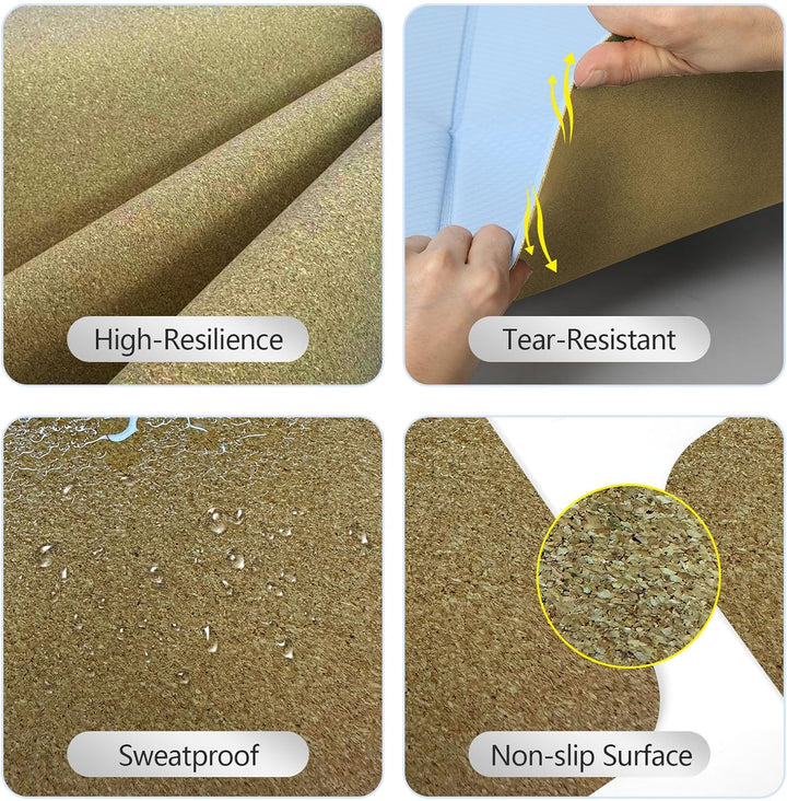 Reise-Yogamatte, faltbar, klein, 173 x 61 cm, 0,4 cm, mit Tragetasche, leichtes Pilate-Design Kork-L