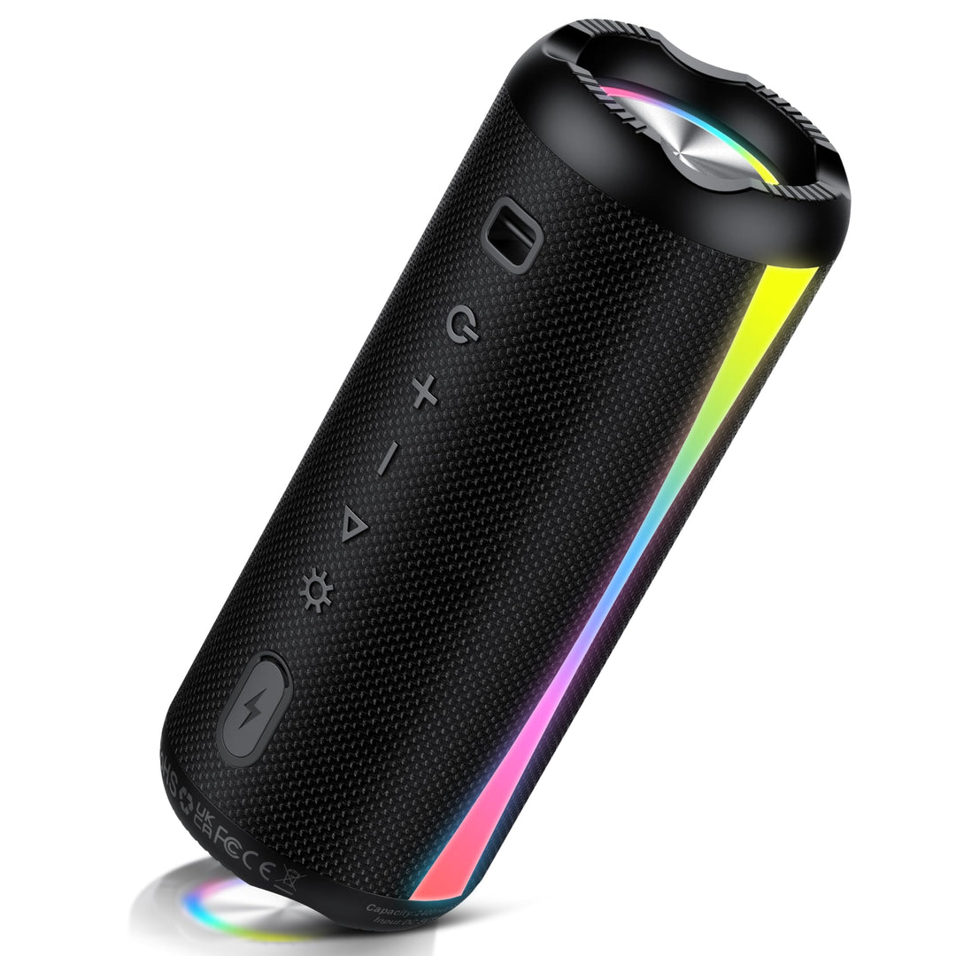 Bluetooth Lautsprecher, Musikbox Bluetooth 5.4 mit RGB Lichter, Bluetooth Box Freisprechfunktion für