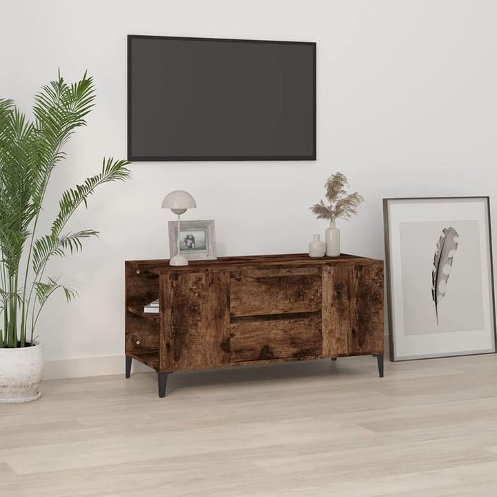 Tidyard TV Schrank Lowboard mit 4 offene Fächer und 2 Schubladen TV Möbel Fernsehschrank Fernsehtisc