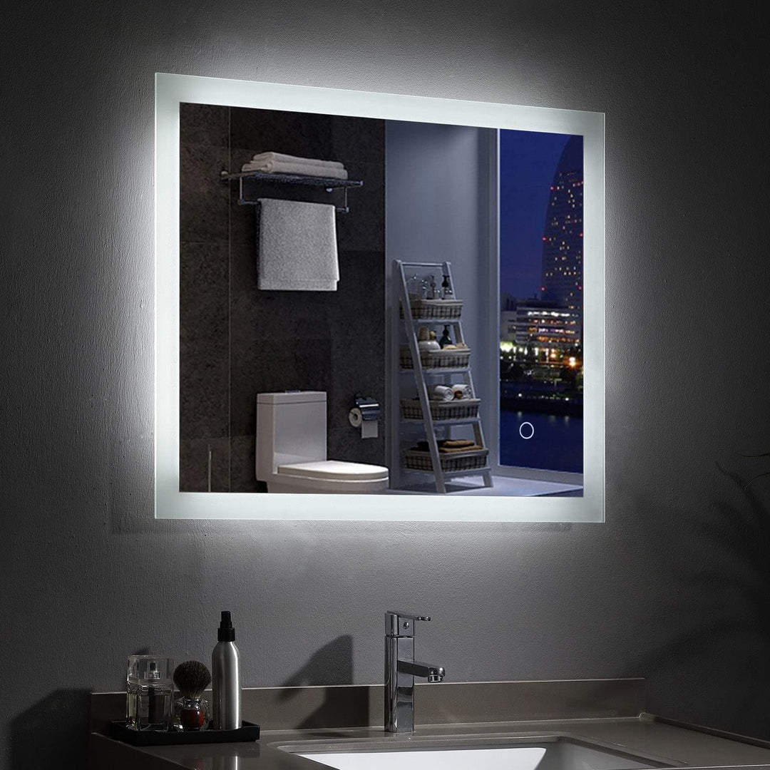 LED Badspiegel 60 x 50 cm mit Beleuchtung Rechteckig Badezimmer Wandspiegel Lichtspiegel mit Touch K