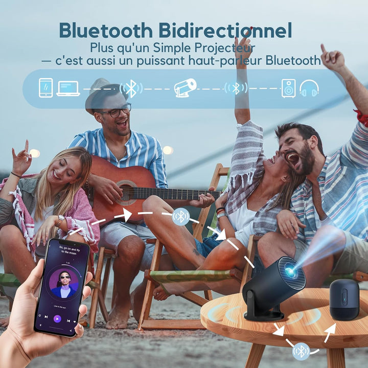 Mini Beamer mit Stativ, AKIYO WiFi Bluetooth Beamer Full HD 1080P Unterstützung, Native 720P Portabl
