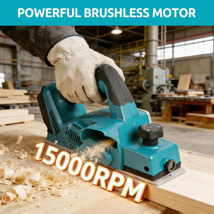 Kabelloser Bürstenloser Handhobel für Makita 18V Akku, 82mm Hobelbreite, 0–2mm Einstellbare Hobeltie