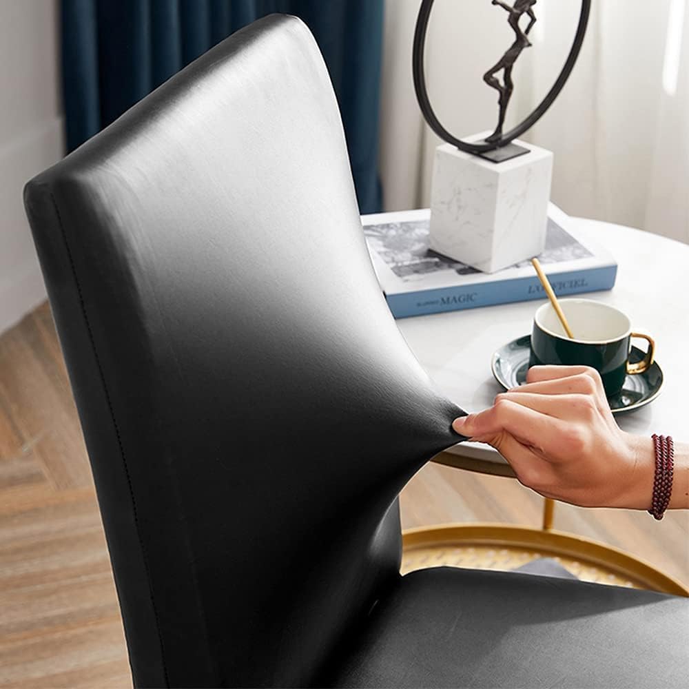 Bestenrose Stuhlhussen 6er/4er PU Leder Stuhlbezug wasserdichte Stretch Esszimmer Stuhlüberzug Stret