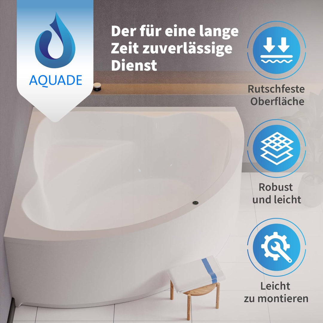 AQUADE Acryl Eckbadewanne 140x140 Modell: Koblenz - Weiss Badewanne Komplettset 140x140 - Badewannen