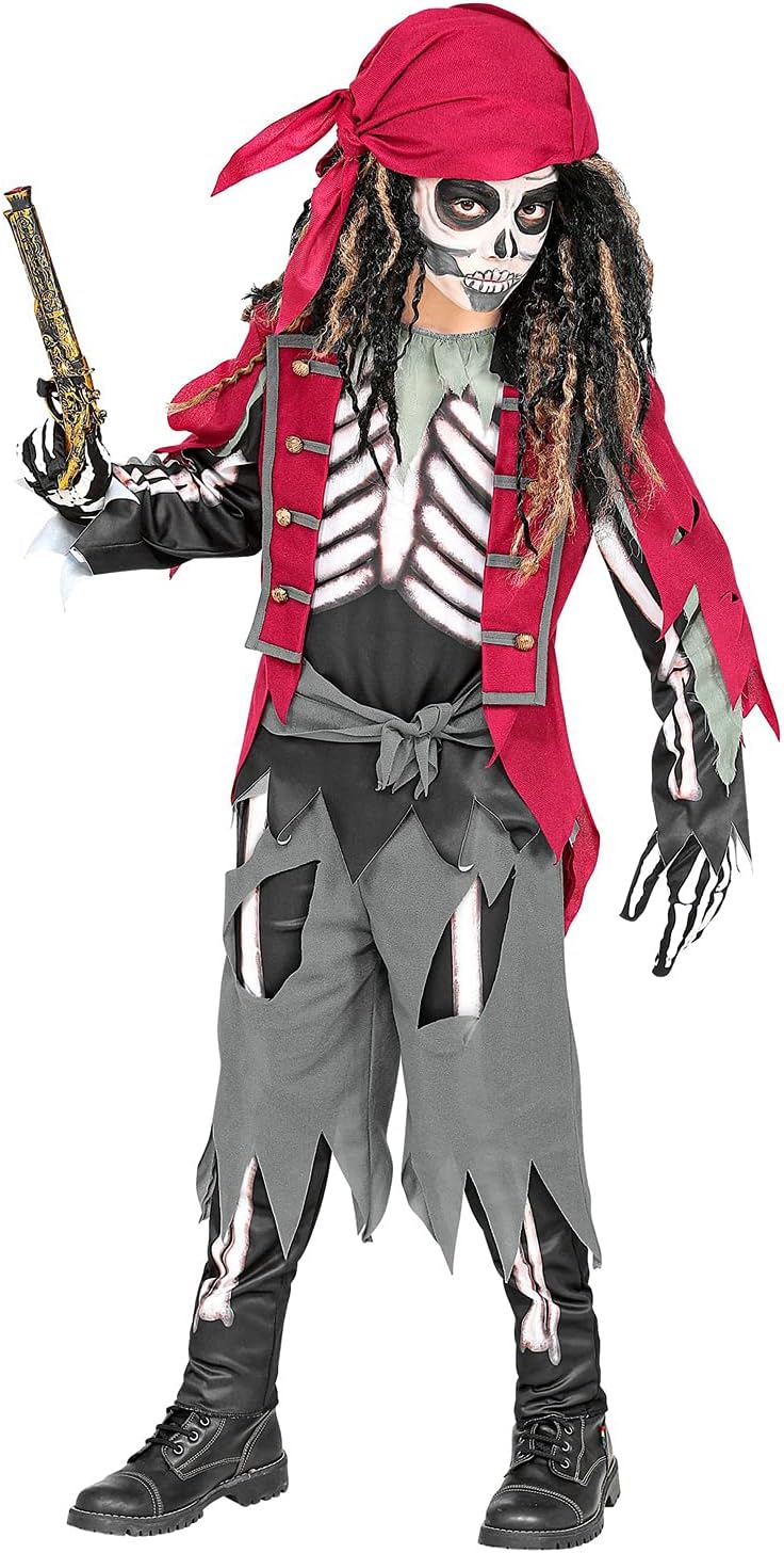 "PIRATE SKELETON" (shirt with vest and belt, pants, bandana) - (116 cm / 4-5 Years), 116