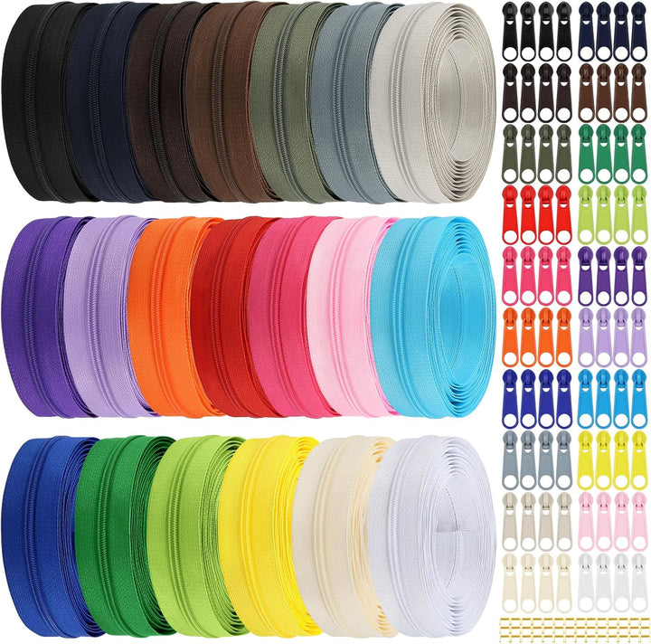 62 Yards/ 56 m Reissverschlüsse Nylon Endlos Reissverschluss Set mit Schieber und Reissverschluss zu