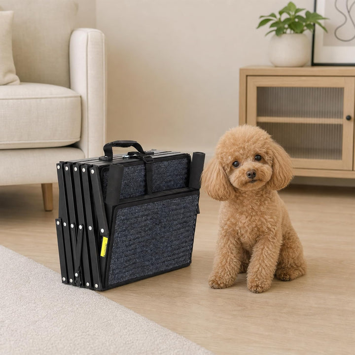 Thanaddo Hundetreppe Auto, 5-stufige Hundetreppe 80 cm für Grosse Hunde mit Teppich, Hunderampe Auto