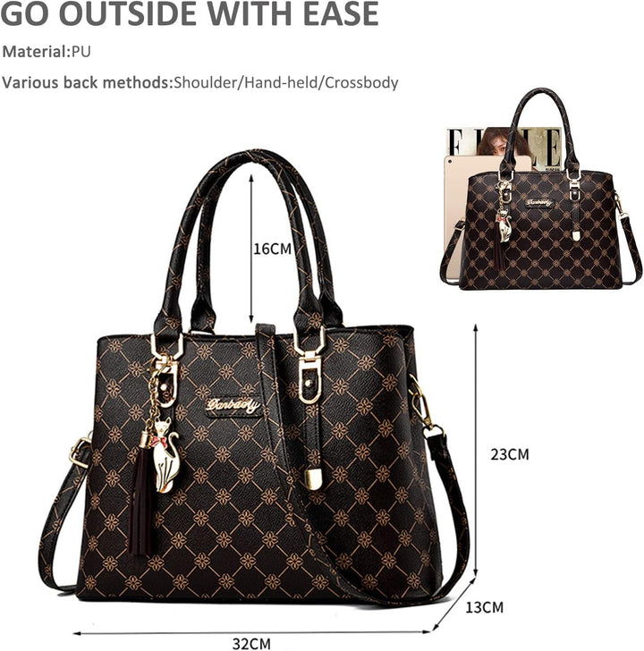 NICOLE & DORIS Damen Handtasche Elegante Schultertaschen Bedruckte Handtaschen PU Leder Frauen Umhän
