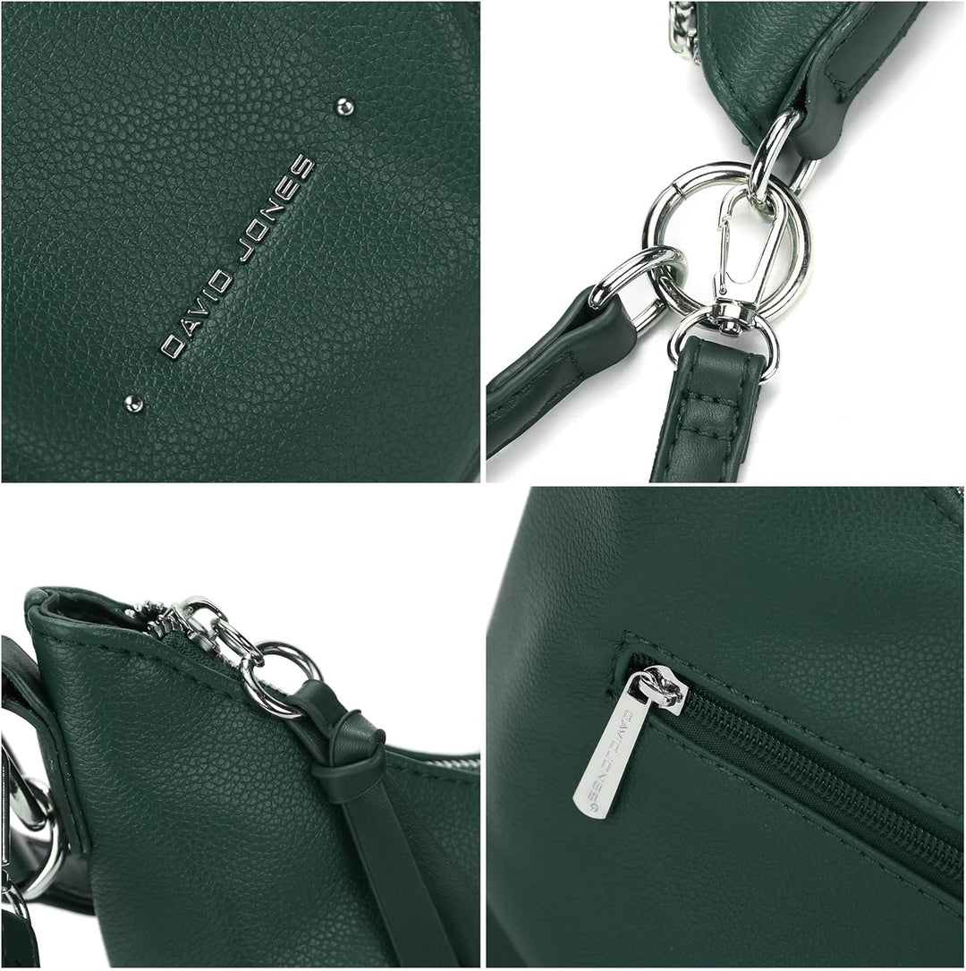 David Jones - Damen Hobo Schultertasche - Mittelgrosse Handtasche PU Weiche Leder - Kleine Shopper T