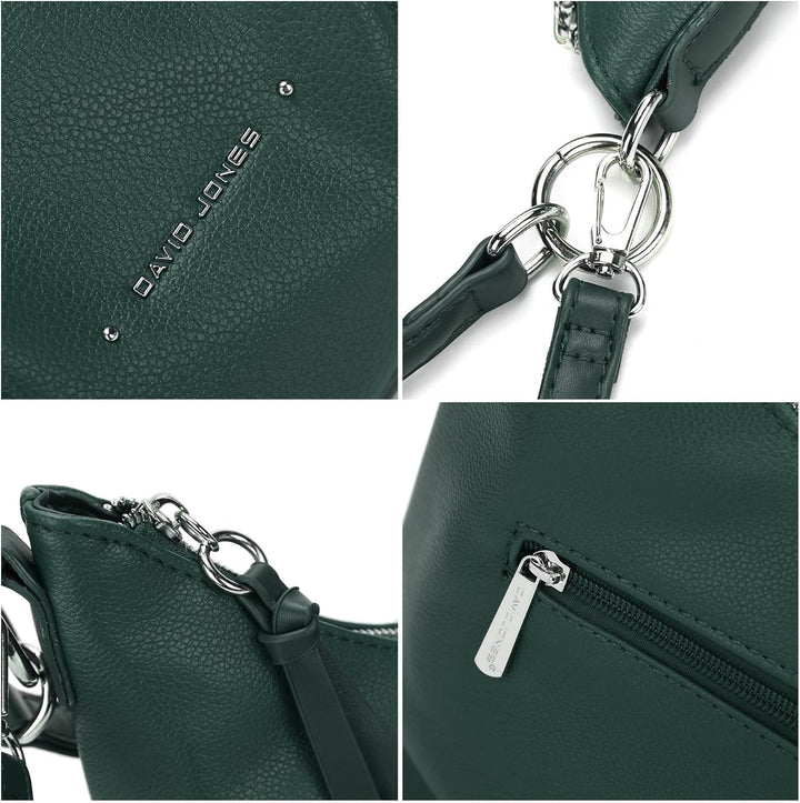 David Jones - Damen Hobo Schultertasche - Mittelgrosse Handtasche PU Weiche Leder - Kleine Shopper T