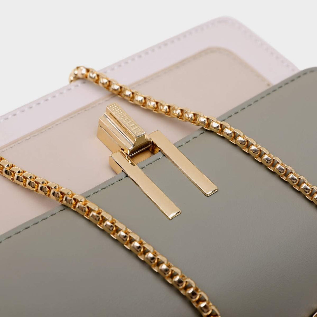 Umhängetasche Damen Leder Kette Schulterriemen Designer Color-Blocking Mode Handtasche, Tasche Schul