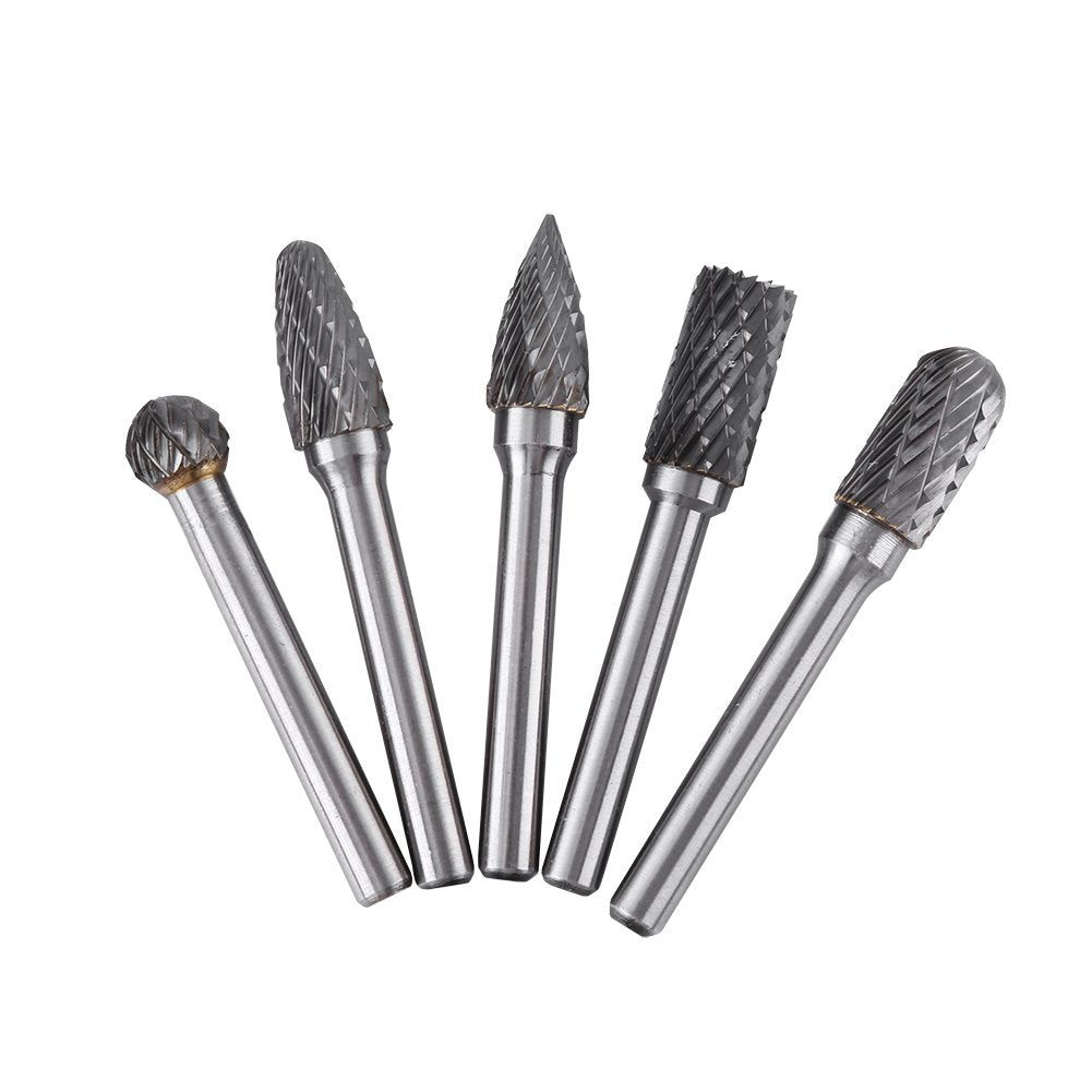 5pcs Drehbohrer Rotary Bit Wolfram Stahlschleifgrat 6mm Schaft 10mm Kopf Rotary Burrs für Formenbau