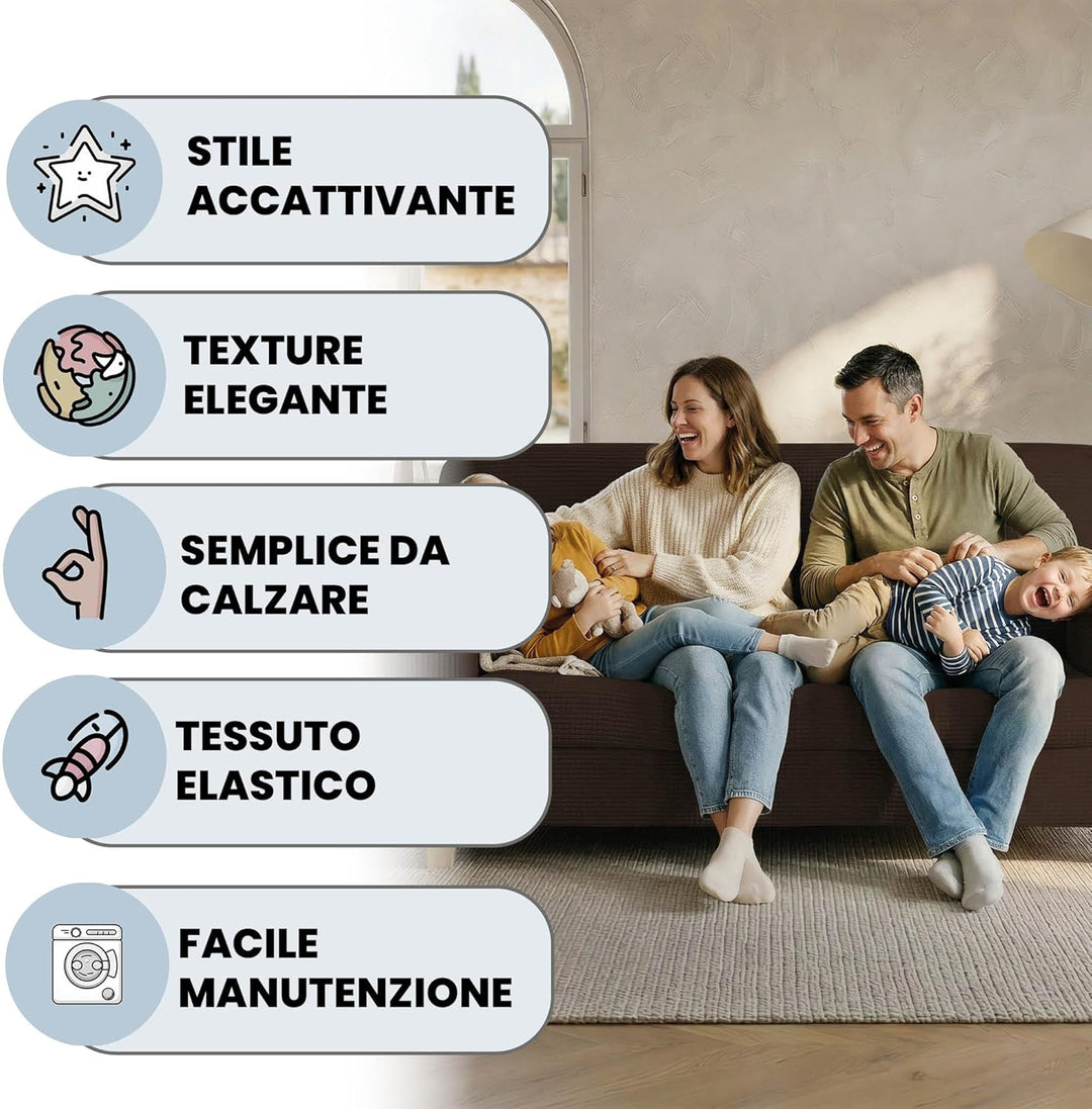 Sogni e capricci Leslie elastische Couchüberzüge, Braun, 1 Platz 1 Platz Braun, 1 Platz Braun