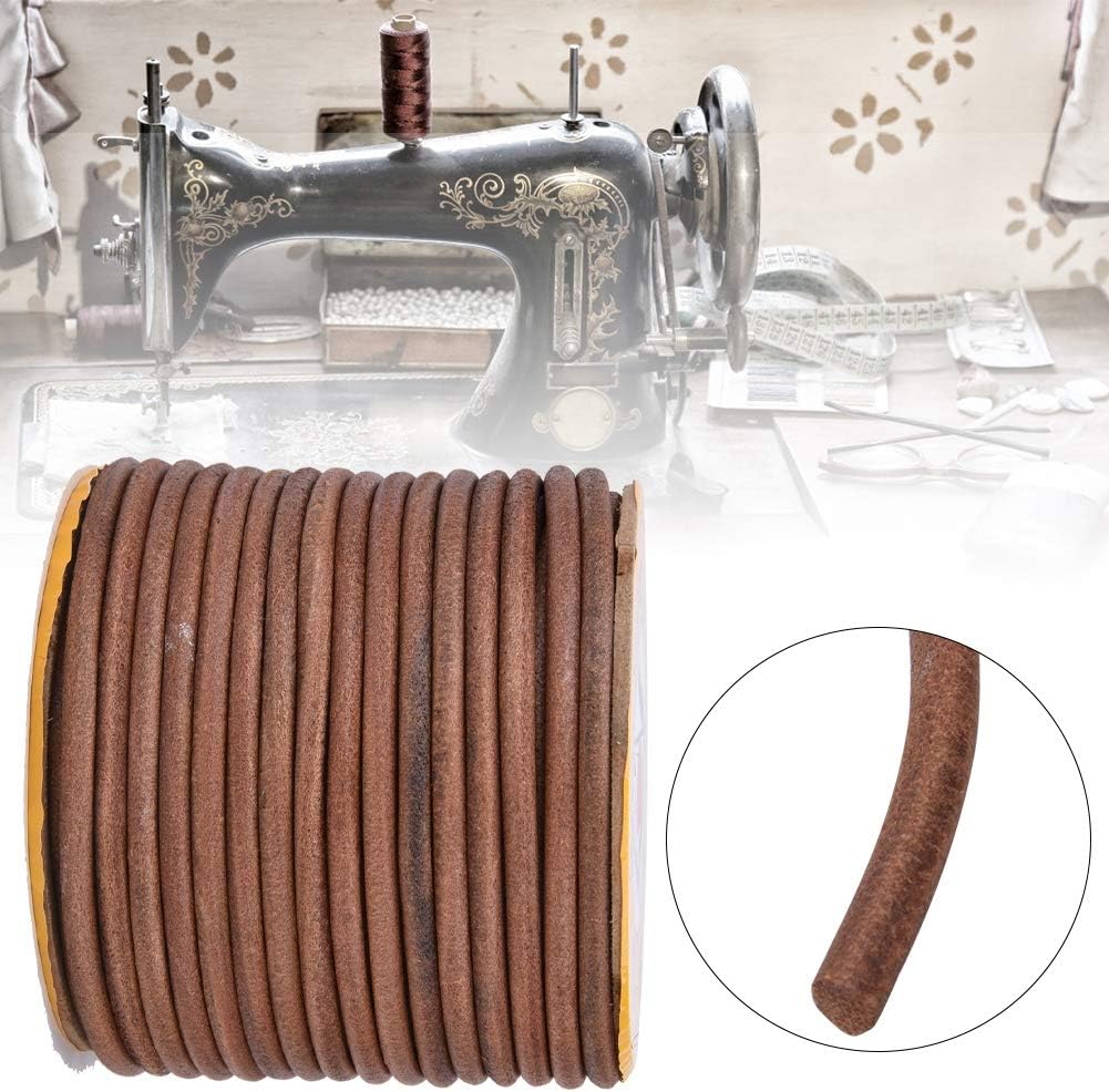 Nähmaschinen Gürtel 20m Ø 6mm Runde Nähmaschine Riemen mit Eimer, Universelle Rindsleder Lederschnur