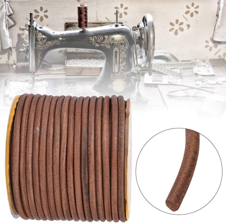 Nähmaschinen Gürtel 20m Ø 6mm Runde Nähmaschine Riemen mit Eimer, Universelle Rindsleder Lederschnur
