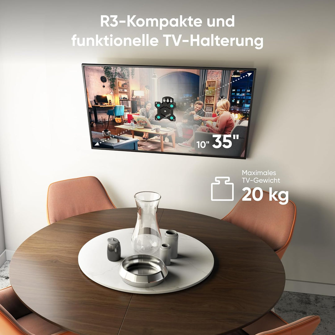 ONKRON TV Wandhalterung schwenkbar für 10-35 Zoll Bildschirm bis zu 20 kg, TV Halterung 360 Grad dre