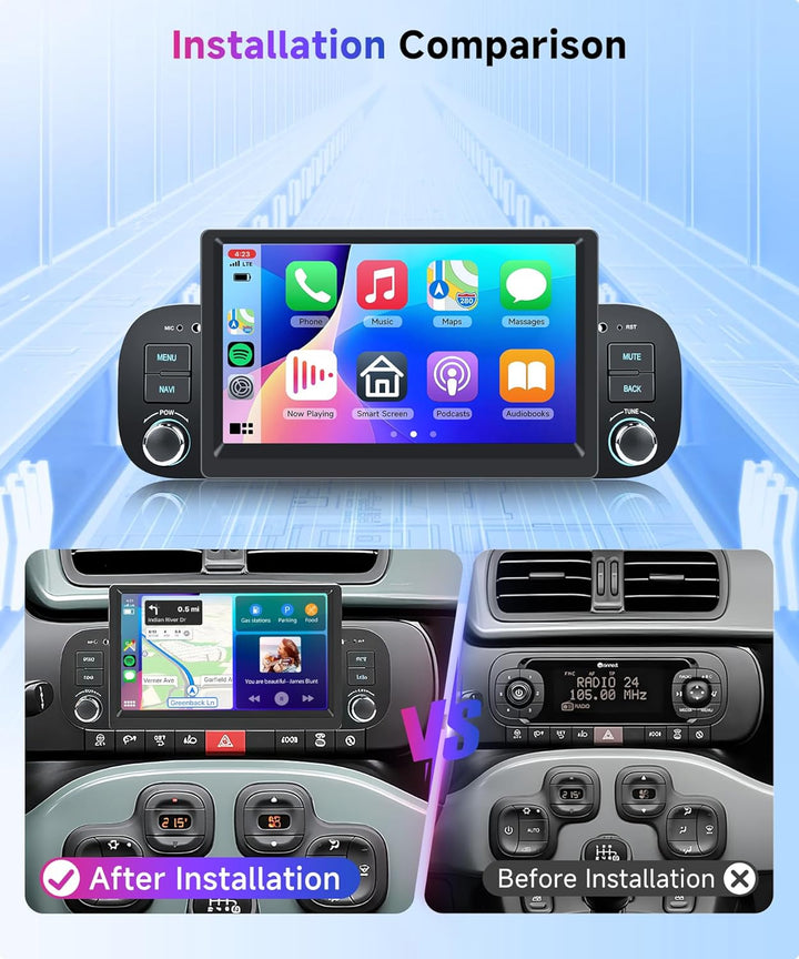 2G+64G Rimoody Android Autoradio für FIAT Panda 2013-2020 7 Zoll Touchscreen Stereo Auto mit Wireles