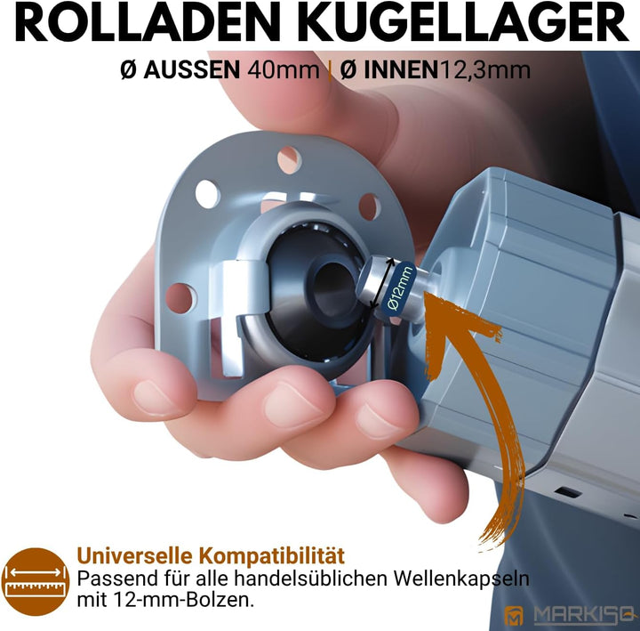 markiso® 10 Stück Rolladen Kugellager mit Kunststoffkern, Rollladenlager für Klauenlager für Ø 12,3m