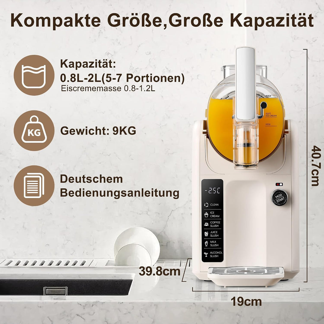 Goldtouch Slush Maschine,2L Slusheis Maschine,für 5 Funktionen：Eiscreme、Milchshake、Margaritas、Kaffee