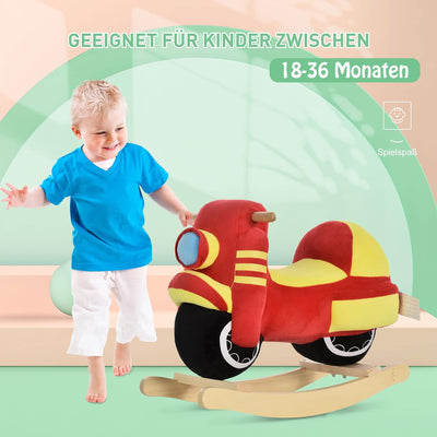 HOMCOM Kinder Schaukelpferd Baby Schaukeltier Motorrad mit Motorrad Sound, Schaukel Schaukelspielzeu